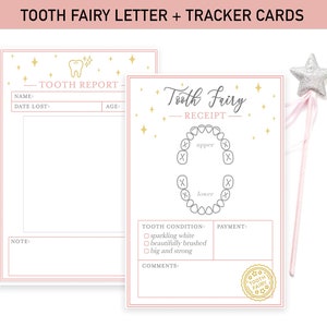 Tooth Fairy Tracker - INSTANT DOWNLOAD - Tooth Fairy Kit, Tooth Fairy Certificate - Dental Records - Tooth Fairy Receipt, Fairy Letter - 5x7
