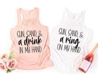 Sun Sand & A Ring On My Hand SVG - INSTANT DOWNLOAD - Bachelorette Party Bride Shirts - Cut files for any printer, Silhouette, or Cricut