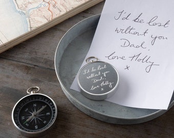 Personalised Handwriting Engraved Compass Gift For Him, Gifts For Him, Keepsake Gifts, Lost Without You Dad, Token Custom Gifts For Him