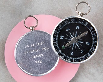 Personalised Engraved Compass For Loved One, Thoughtful Keepsake Gifts, Lost Without You Custom Gifts, Token Gifts For Her, Gifts for Him