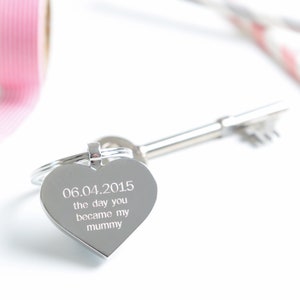 Day You Became My Mummy Heart Keyring, Custom New Mummy Gifts, First Celebration As Mum, Mother&#39;s Day Gifts, Birthday Anniversary Keepsake