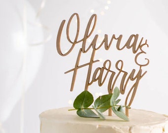 Personalised Wooden Classic Couples Cake Topper