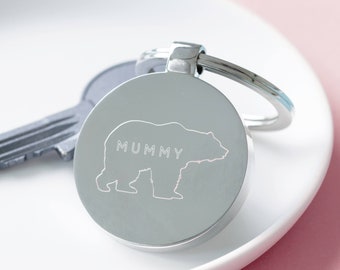 Personalised Engraved Mummy Bear Keyring