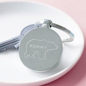 Personalised Engraved Mummy Bear Keyring image 1