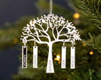 Personalised Family Tree Christmas Decoration, Engraved Family Tree Hanging Christmas Decoration, Timeless Christmas Decor, Christmas 2022