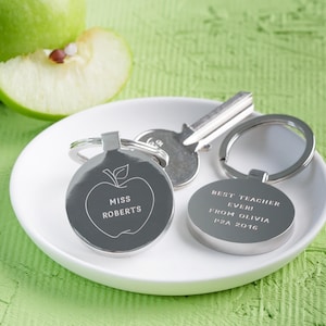 Personalisierter Danke-Lehrer-Apfel-Schlüsselring, beste Lehrergeschenke, Apfel für Lehrergeschenke, graviertes Andenken-Lehrergeschenk