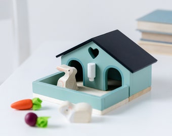 Wooden Pet Rabbit Set Toy, Easter Bunny Gifts