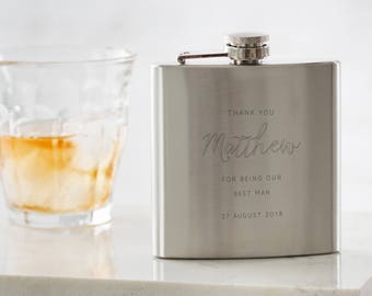 Personalised Engraved Best Man Hip Flask