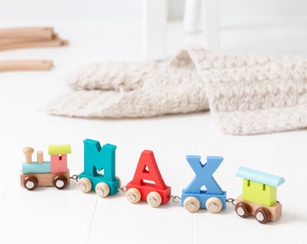 Personalised New Baby Wooden Name Train, Traditional Wooden Toys, Eco Toys For Children, Train Set Toys, Gifts For Boys, Gifts For Girls