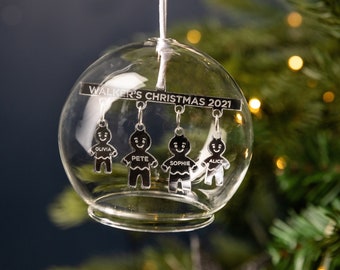 Personalised Gingerbread Family Glass Dome Bauble