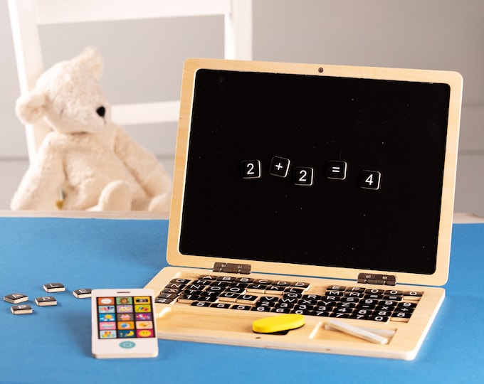 Personalised Wooden Laptop Toy, Traditional Wooden Toys, Eco Toys for ...