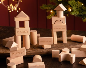 Personalised Christmas Wooden Blocks, Traditional Toys For Children, Traditional Wooden Toys, Eco Toys For Children, Gifts For Boys And Girl