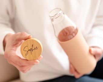 Bottiglia d'acqua in vetro personalizzata per lei, bottiglia d'acqua ecologica, elegante bottiglia d'acqua per lei, bottiglia d'acqua in vetro, elegante bottiglia d'acqua