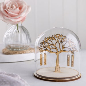 Wooden Anniversary Family Tree Dome Decoration, 5th Year Anniversary Gifts, Wooden Anniversary Keepsake Gifts, Congratulations Five Years