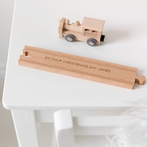 Personalised Christening Wooden Train Track And Engine, Christening Gifts, Naming Ceremony Gifts, Baptism Gifts, Keepsake Gifts, Train Sets