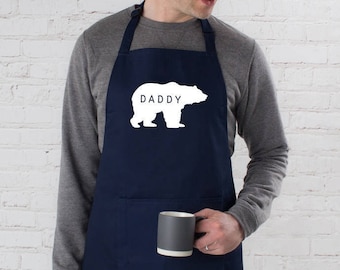 Personalised Daddy Bear Apron, Daddy Bear Kitchen Essentials, Dads Kitchen Accessories, Gifts For Him, Father's Day Gifts, Gifts For Dad