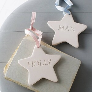 Baby's First Engraved Ceramic Star, New Baby Gifts, Nursery Decor, Engraved Keepsake Gift For New Parents, Baby Shower Gifts, Welcome Baby image 1