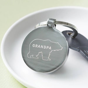 Personalised Grandpa Bear Keyring, Personalised Grandad Gifts, Keepsake Grandparent Gifts, Token Gifts For Grandpa, Keychain For Him
