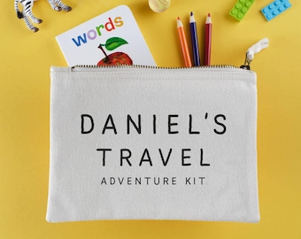 Personalised Kids Travel Kit Pouch, Bespoke Kids Travel Essentials, Children's Medication Pouch, Childs Nursery Playgroup Essentials Bag