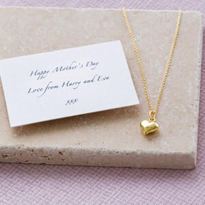 Personalised Heart Of Gold Necklace, Birthday Gift For Her, Gold Heart Necklace For Mum, Custom Gift Box, Gold Heart Charm Jewellery image 2