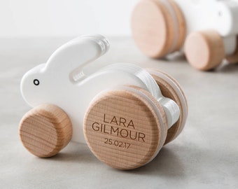 personalised wooden pull along toy