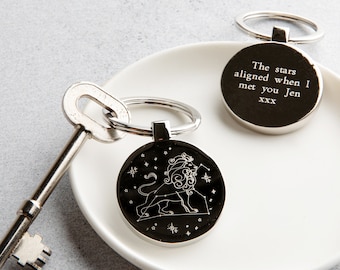 Personalised Engraved Constellation Keyring, Engraved Birthday Key Chain Keepsake, Birthday Gifts For Him, Birthday Gifts For Her