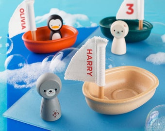 Personalised Sailing Boat Bath Toy, Sustainable Toys, Eco Toys For Children, Bath Toys, Toys For Boys, Toys For Girls, Traditional Toys