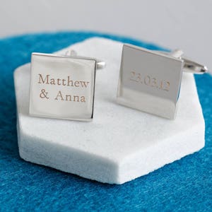 Personalised Engraved Wedding Cufflinks, Bespoke Wedding Day Gifts, Fiancé, Custom New Husband Gifts, Silver Engraved Cufflinks To Treasure