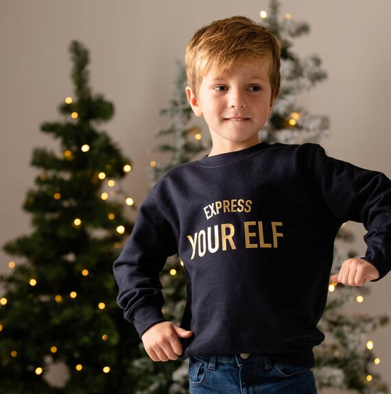 kids elf christmas jumper