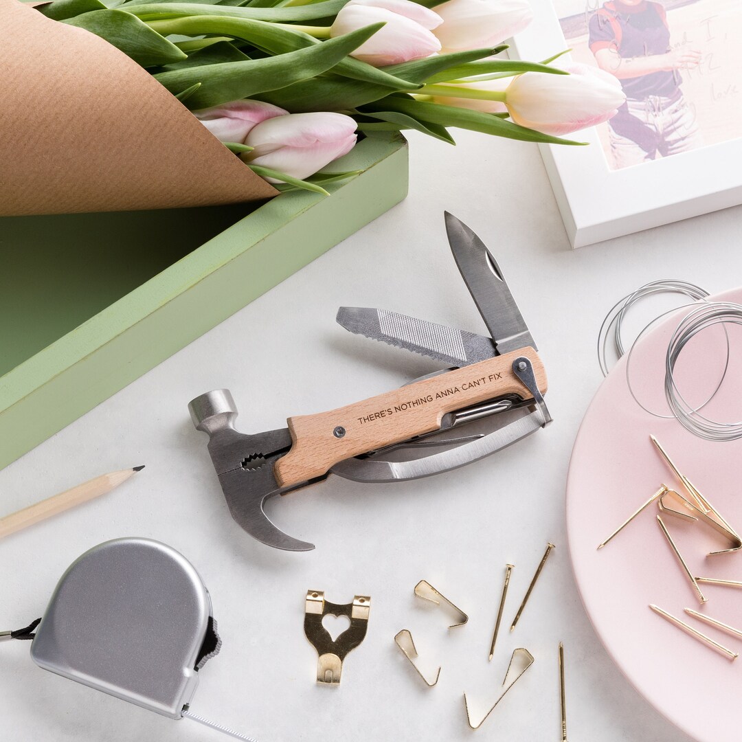 Personalised Hammer Multi Tool Kit for Her, Home Repairs, Home Improvement Gifts, Household