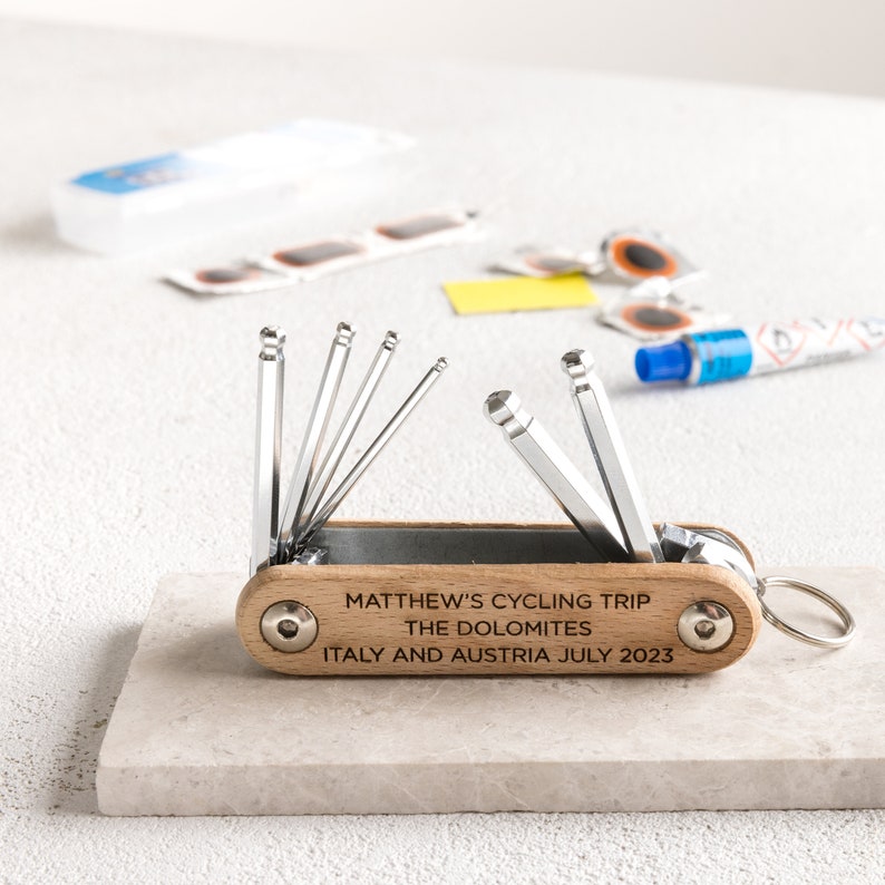 Father's Day Wooden Bicycle Allen Keys Tool Kit, Personalised Cycling Gift, Bespoke Bicycle Allen Keys, Cycling Repair, Gift Set For Dad image 1