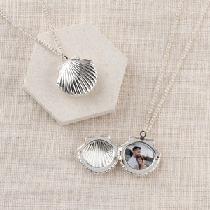 Silver Sea Shell Locket Necklace