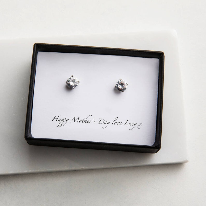 Personalised Diamante Stud Earrings, Stylish Earrings Gifts For Her, Personalised Earrings For Her, Timeless Keepsake Gift For Loved One image 2