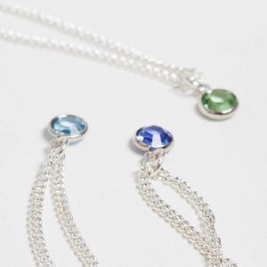 Collier personnalisé avec pierre de naissance Swarovski, cadeaux de pierre de naissance avec breloque saphir de septembre, cadeau d&#39;anniversaire pour elle, anniversaire de pierre de cristal personnalisé