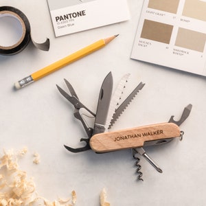 Personalised Wooden Multi Tool Fathers Day Gift, Useful Gift For Him, Christmas Gifts For Dad, Engraved Multi Tool Gift, DIY Dad Essentials