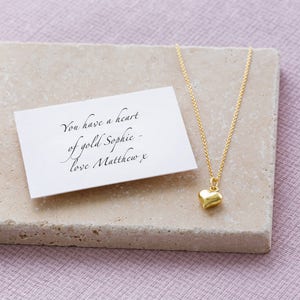Personalised Heart Of Gold Necklace, Birthday Gift For Her, Gold Heart Necklace For Mum, Custom Gift Box, Gold Heart Charm Jewellery image 1