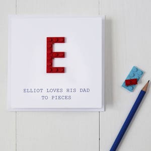 Personalised Building Block Initial Father's Day Card, Retro Building Block Card For Him, Colourful Building Block Card, Fun Card For Daddy image 3