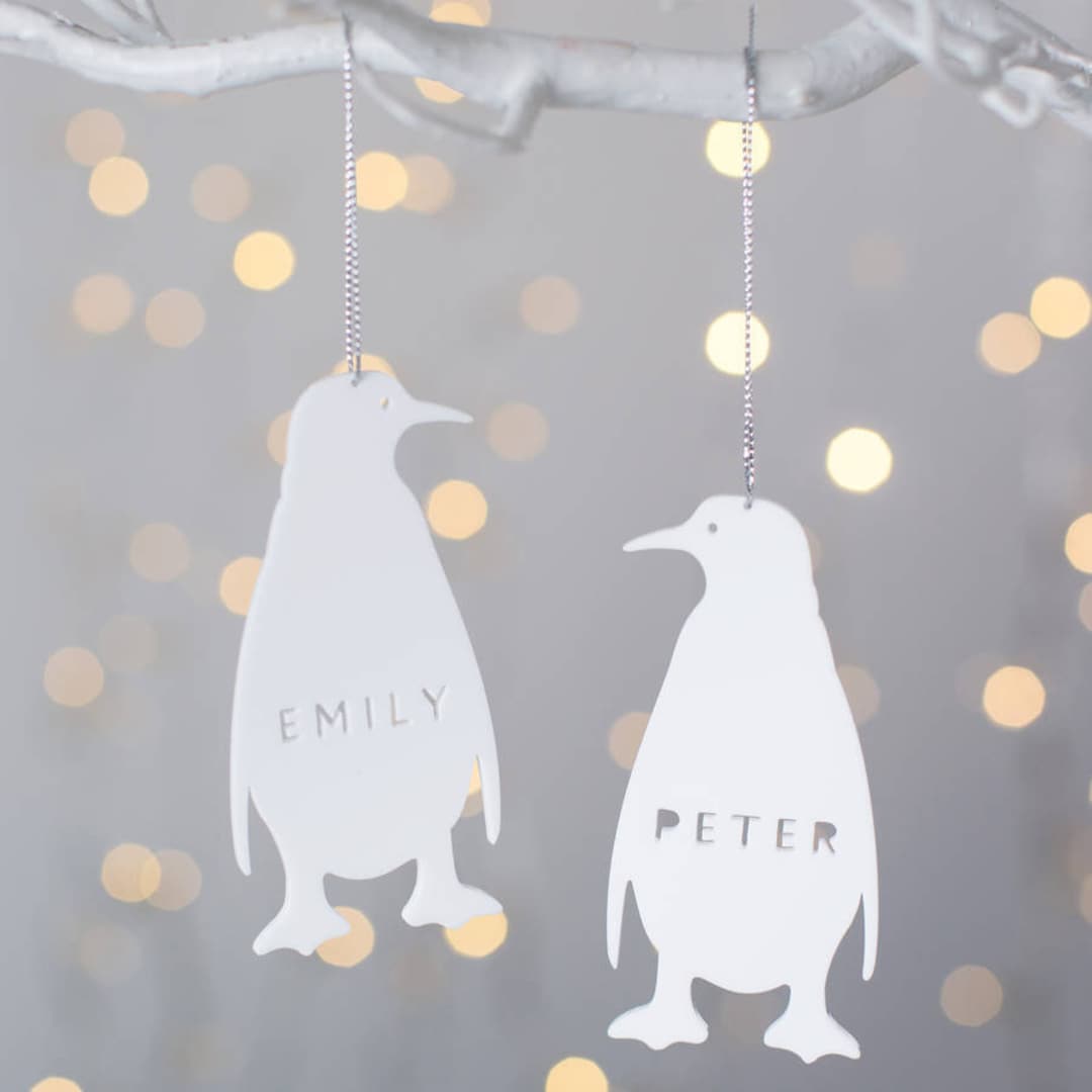 Personalised Penguin Christmas Decoration White Penguin - Etsy UK