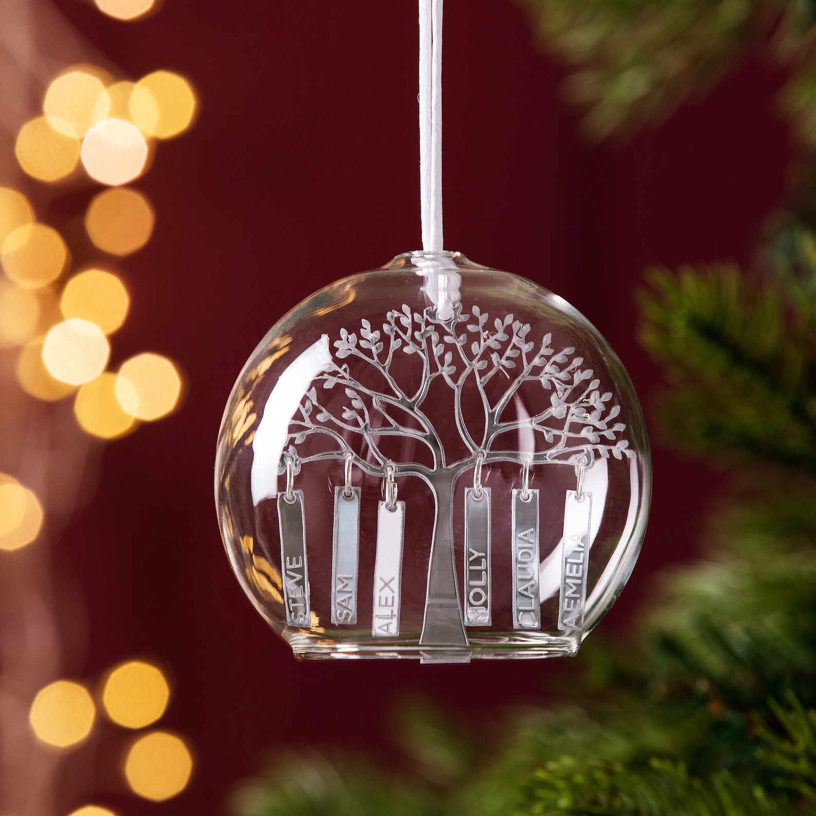 Personalised Family Tree Glass Dome Bauble Etsy UK