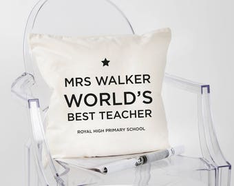 Personalised Thank You Teacher Cushion, End Of Term Gifts, Best Teacher Gifts, Luxury Teacher Gift, Unique Teacher Gift, Teacher Essentials