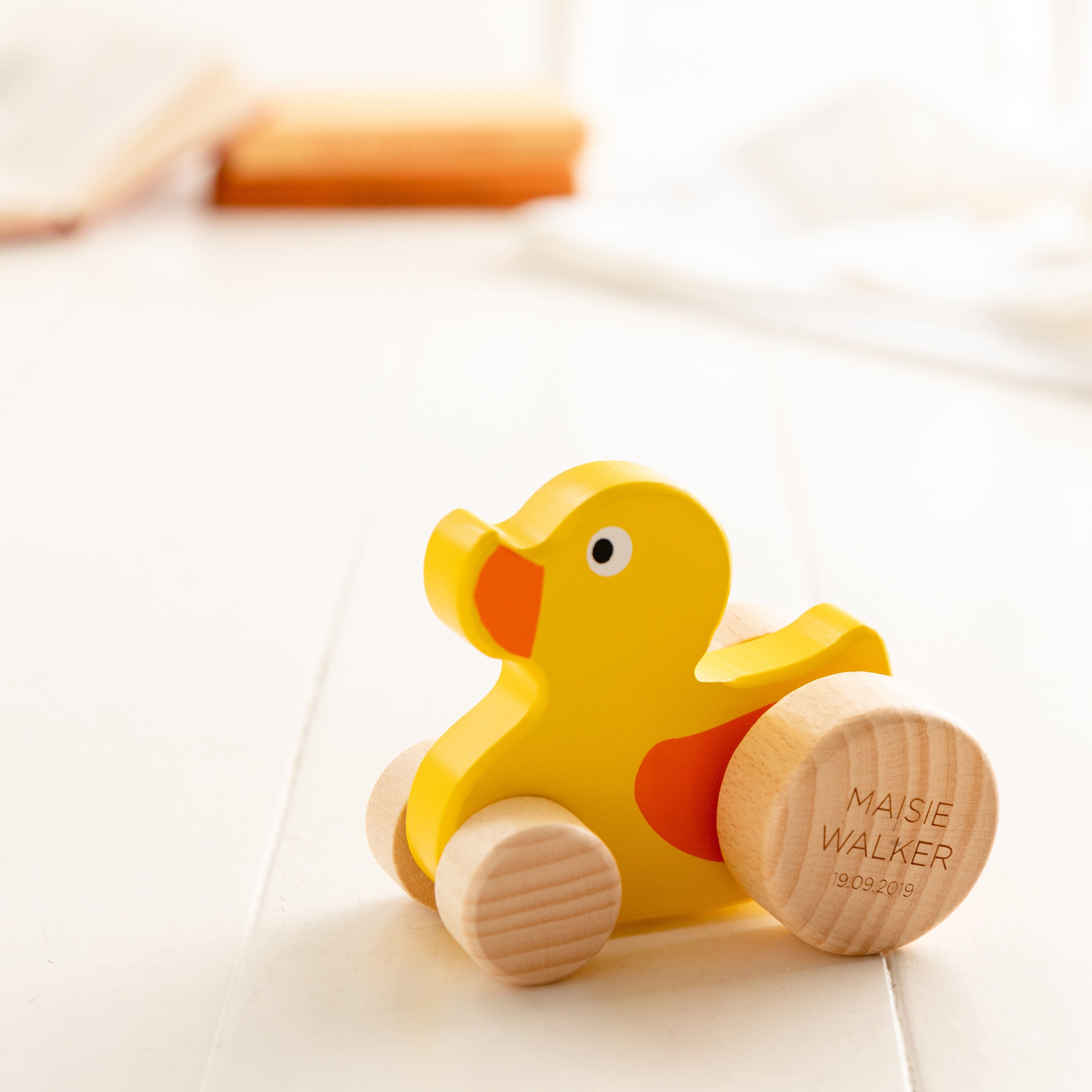 Personalised Push Along Wooden Duck Toy Traditional Wooden Etsy UK