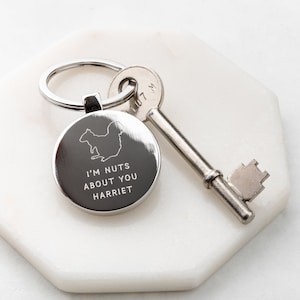 Personalised Squirrel Keyring, I'm Nuts About You Keyring, Engraved Anniversary Gifts, Novelty Key Rings, Anniversary Keepsake Gifts image 1