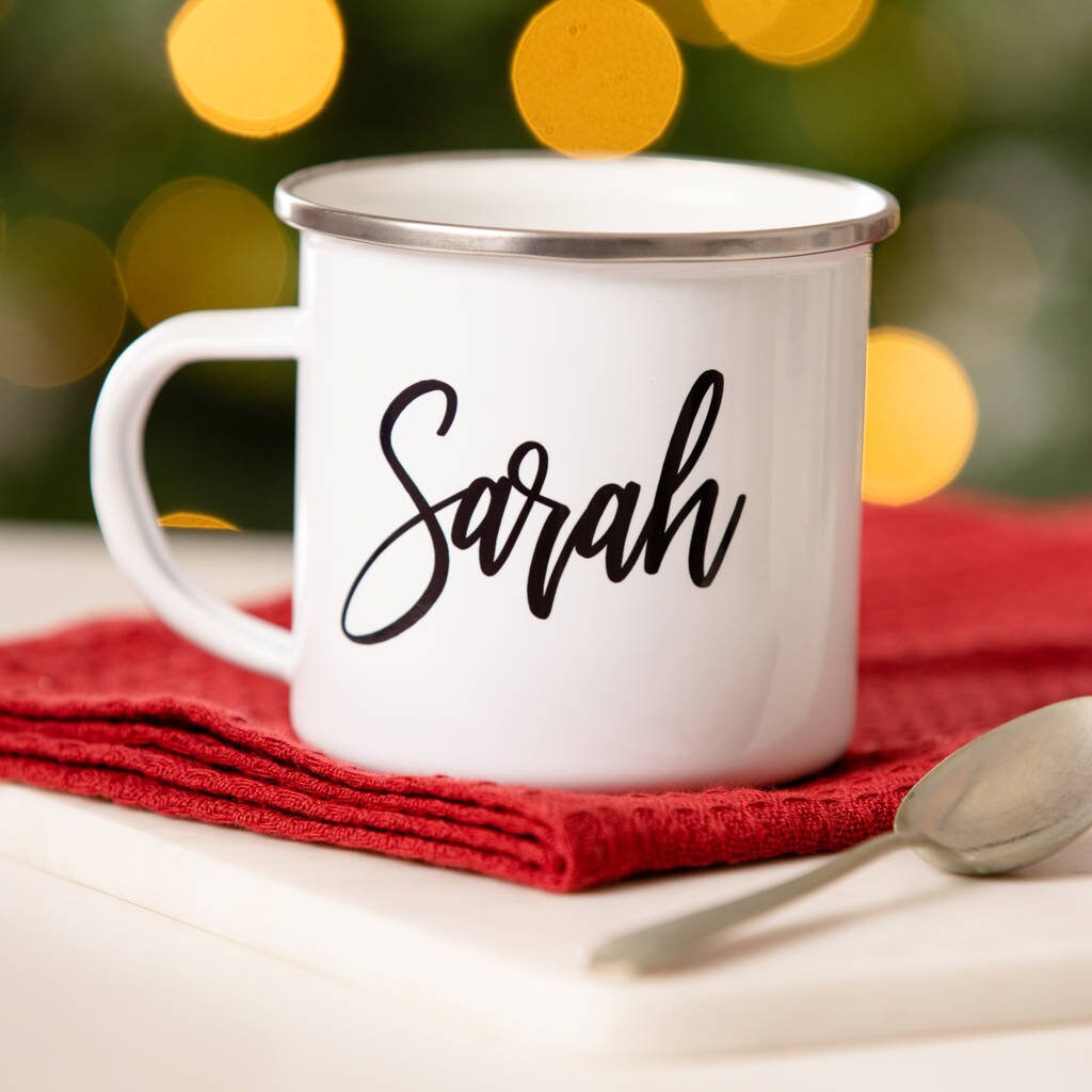 Personalised Script Enamel Mug Etsy Australia