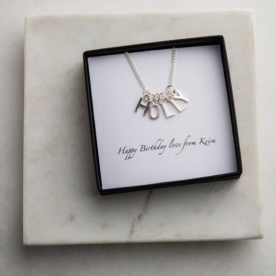 Spelled out name best sale necklace