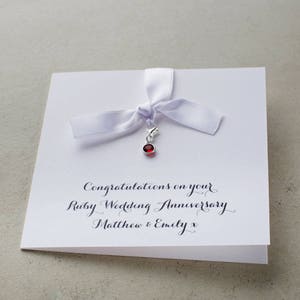 Carte d'anniversaire de naissance rubis Swarovski, 40e anniversaire de mariage, 40 ans de mariage, carte de joyeux anniversaire sur mesure pour les couples