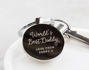 Personalised World's Best Daddy Keyring, Bespoke Engraved Gifts For Dad, Custom Keyring, Keepsake Gifts For Him, Birthday Gifts For Daddy