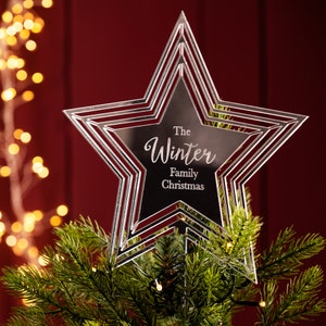Personalised Star Christmas Tree Topper, Christmas Tree Essentials, Christmas Keepsake, Stylish Christmas Decor, Family Christmas Must Have image 1