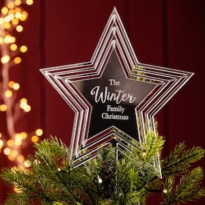 Personalised Star Christmas Tree Topper, Christmas Tree Essentials, Christmas Keepsake, Stylish Christmas Decor, Family Christmas Must Have image 1