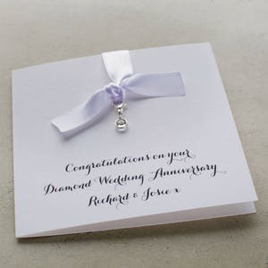 Carte d'anniversaire de naissance avec diamants Swarovski, 60e anniversaire de mariage, 60 ans de mariage, carte imprimée personnalisée pour couples