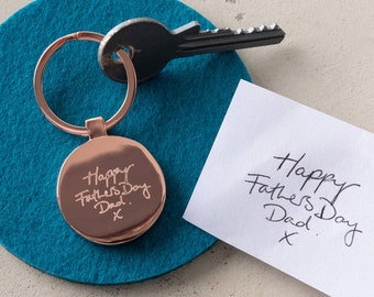 Personalised Handwriting Engraved Keyring For Him, Handwriting Keepsake Gifts, In Memory Of Gifts For Him,  Engraved Keepsake Gifts